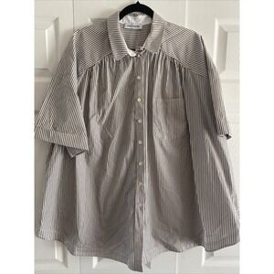 Black and White Striped Button-Up Blouse